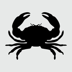 Crab Silhouette, Crab Isolated On White Background