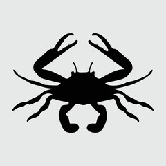 Crab Silhouette, Crab Isolated On White Background