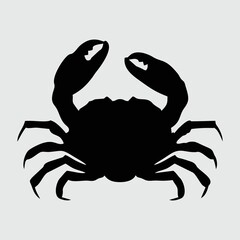 Crab Silhouette, Crab Isolated On White Background