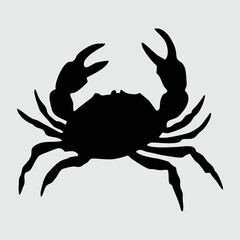 Crab Silhouette, Crab Isolated On White Background