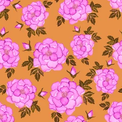 Tuinposter Watercolor seamless pattern with flowers. Vintage floral pattern. Flower seamless pattern. Botanical art. Floral botanical collection. Wedding floral set. Watercolor botanical design.  © Natallia Novik