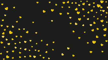 Fototapeta na wymiar Valentine background with gold glitter hearts. February 14th day.