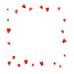 Valentine background with pink glitter hearts. February 14th day. Vector confetti for valentine background template. Grunge hand drawn texture.