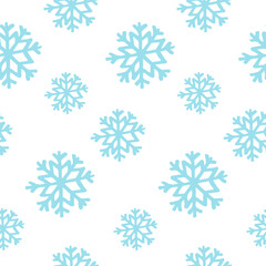 Naklejka na ściany i meble Cute frozen seamless pattern. Hand drawn snowflakes background. Snowfall backdrop. Christmas and winter decorative pattern for scrapbooking, fabric, wrapping paper or cards. Vector illustration.