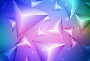 Dark Pink, Blue vector layout with lines, triangles.