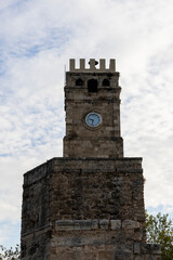 Fototapeta na wymiar a historic clock tower and sky background