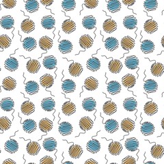 Color winter color warm knitting clothes pattern in doodle technique for design.