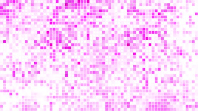 Background of fast-moving colored pixels on white background. Motion. Animation with blurred pixel background of moving squares. Moving colored pixels that create blurry image effect