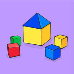 Obraz premium kids toys illustration cubes bright colors