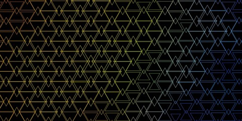 Dark Blue, Yellow vector background with lines, triangles.