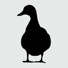 Duck Silhouette, Duck Isolated On White Background
