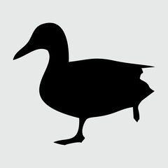 Duck Silhouette, Duck Isolated On White Background