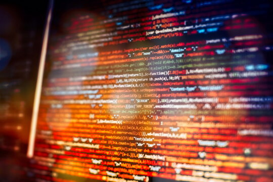 Web programming functions on laptop on laptop. IT business. Python code computer screen. Mobile application design Concept.