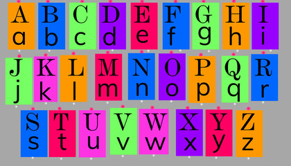 card with colorful letters