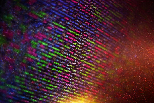 Server logs analysis. Closeup developing programming and coding technologies. Developer working on web sites codes in office.