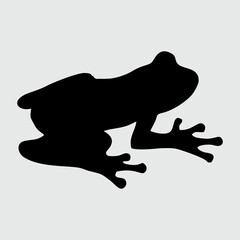 Frog Silhouette, Frog Isolated On White Background
