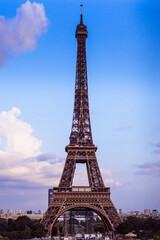 Fototapeta na wymiar Eiffel Tower against sky from Trocadero viewpoint