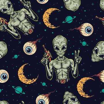 Halloween Colorful Vintage Seamless Pattern