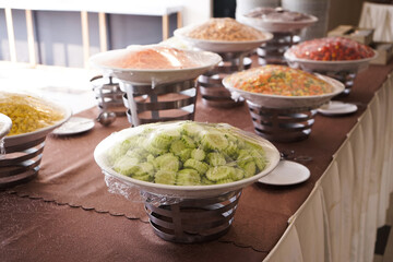 buffet food preparing for lunch party