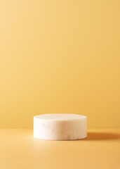 White cosmetic background with white stone empty space