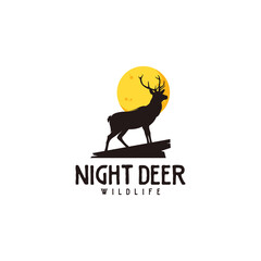 Night Deer with Moon symbol logo design