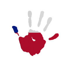 World countries. Hand print in colors of national flag. Chile