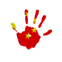 World countries. Hand print in colors of national flag. China