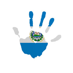 World countries. Hand print in colors of national flag. El Salvador