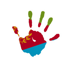 World countries. Hand print in colors of national flag. Eritrea
