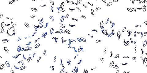 Light BLUE vector template with businesswoman signs.