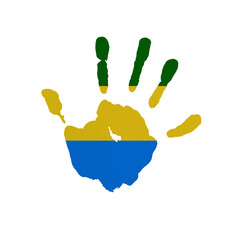 World countries. Hand print in colors of national flag. Gabon