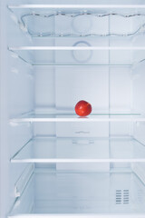 nectarine fruit in the refrigerator on the shelf, on a white background
