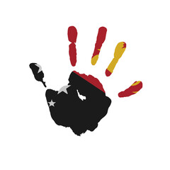 World countries. Hand print in colors of national flag. Papua New Guinea