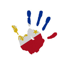 World countries. Hand print in colors of national flag. Philippines