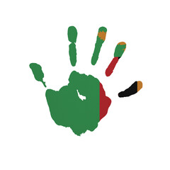 World countries. Hand print in colors of national flag. Zambia
