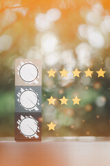 Survey checklist with a star on virtual screen. Customer experience concept.