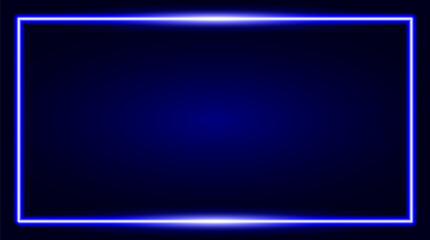 Square rectangle picture frame with blue neon © Artzi