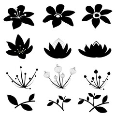 Set of flower icons with simple style