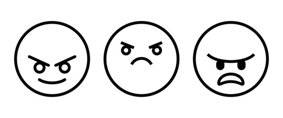 Mad angry icon button, vector, sign, symbol, logo, illustration, editable stroke, flat design style isolated on white