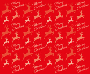 Red Christmas background with reindeer