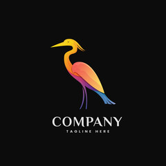 Gradient Heron Modern Vector Logo Design