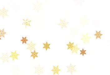 Light Yellow vector texture with colored snowflakes, stars.