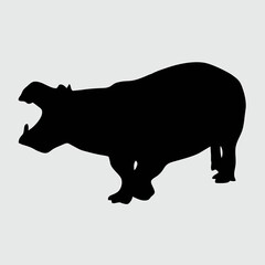 Hippo Silhouette, Hippo Isolated On White Background