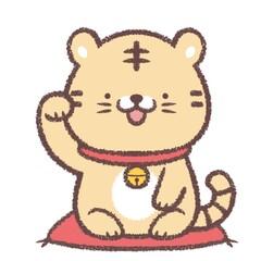 招き寅と座布団