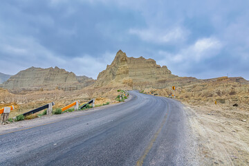 Makran coastal highway Balochistan, Pakistan. Selective Focus