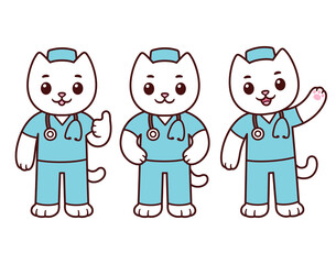Cute cartoon healthcare nurse cat character