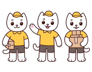 Cute cartoon delivery cat character