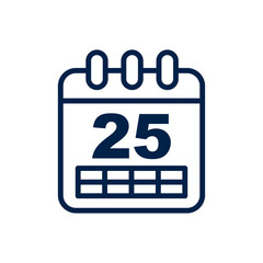 Calendar 25 icon logo template isolated on white background.