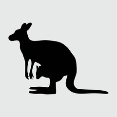 Kangaroo Silhouette, Kangaroo Isolated On White Background