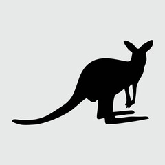 Kangaroo Silhouette, Kangaroo Isolated On White Background